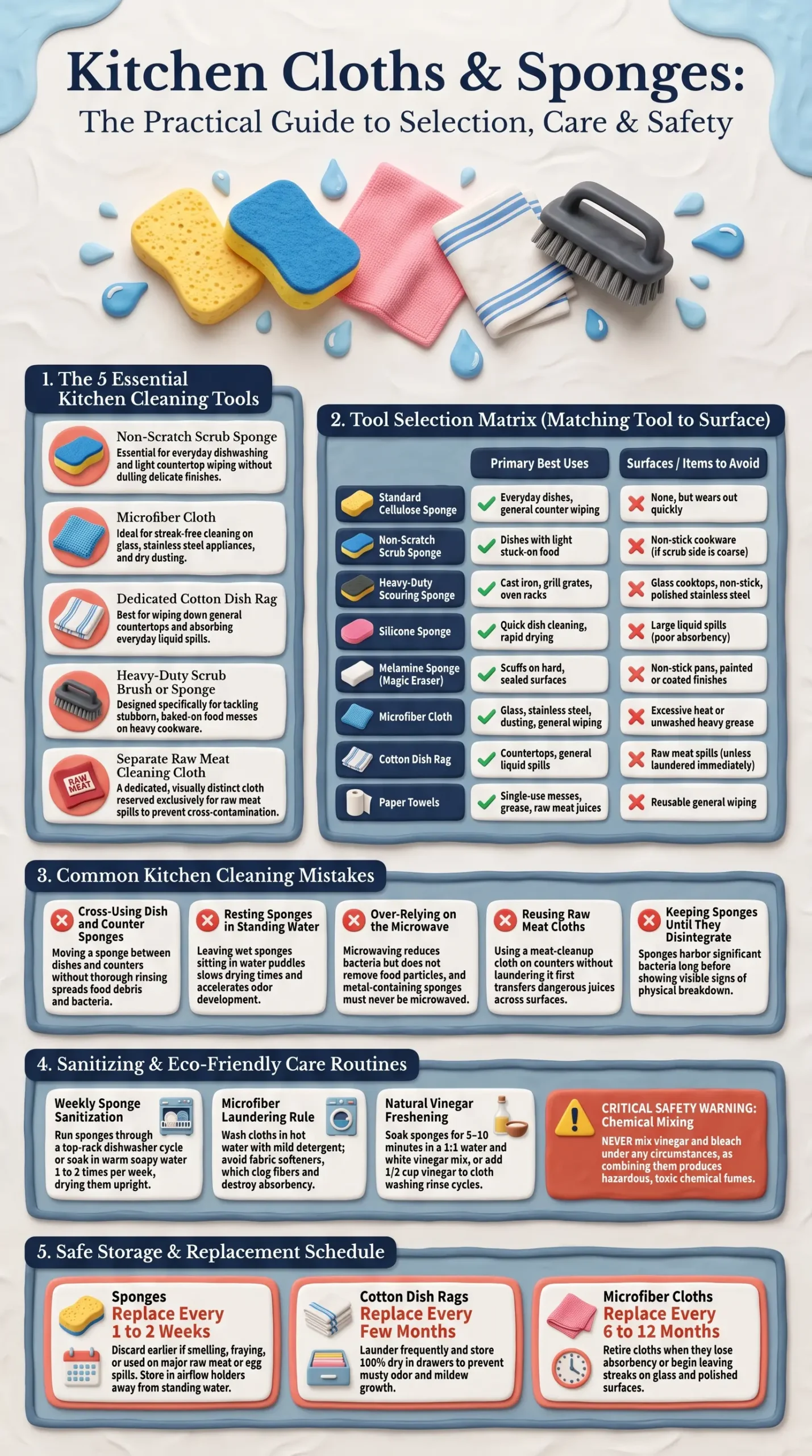 Detail Infographic of Choosing Kitchen Cleaning Cloths & Sponges