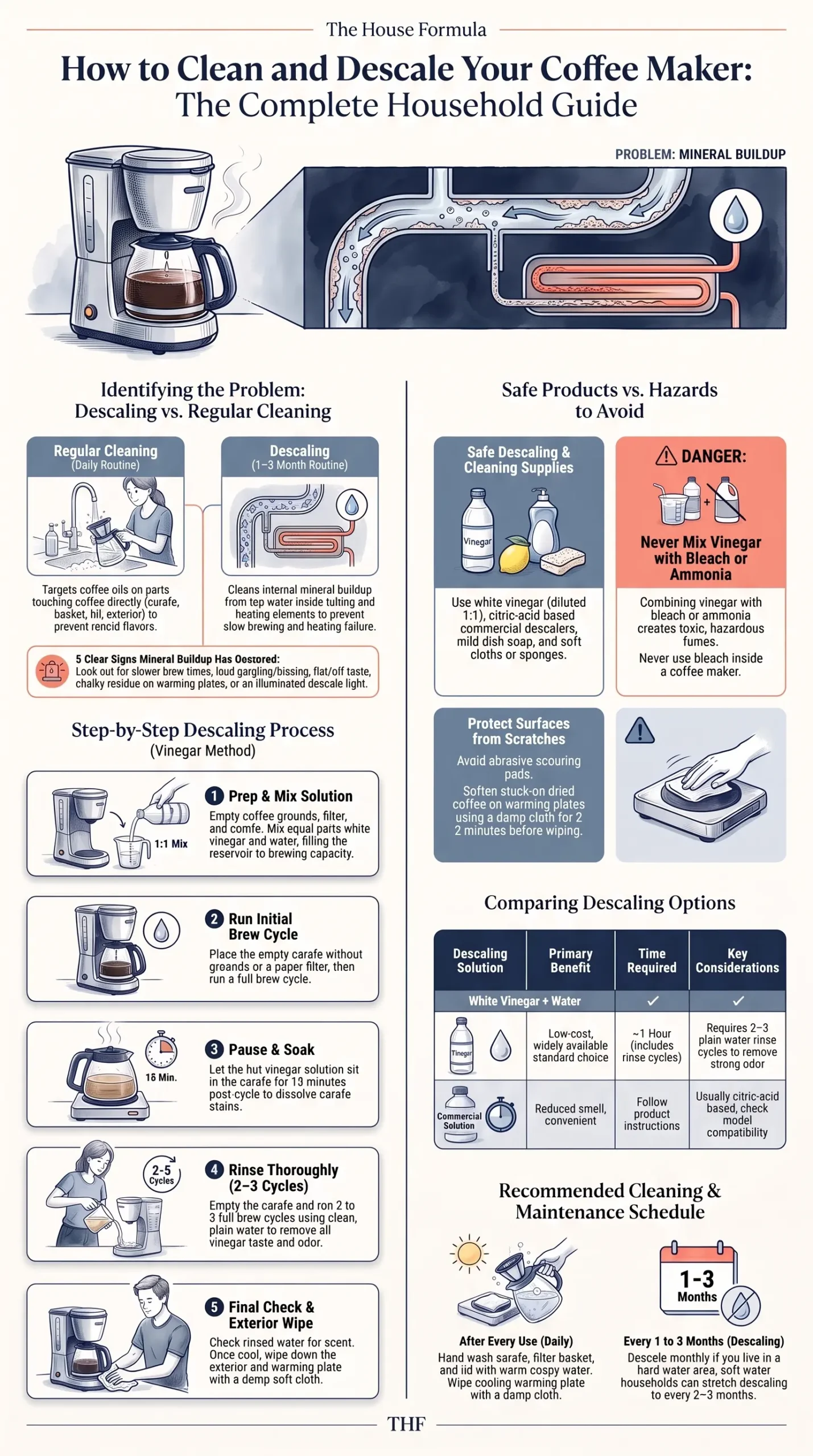 Detail Infographic of Coffee Maker Cleaning & Descaling