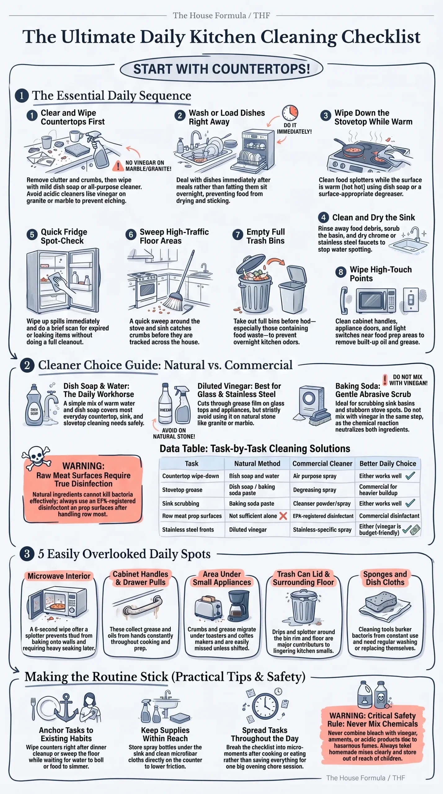 Detail Infographic of Daily Kitchen Cleaning Checklist