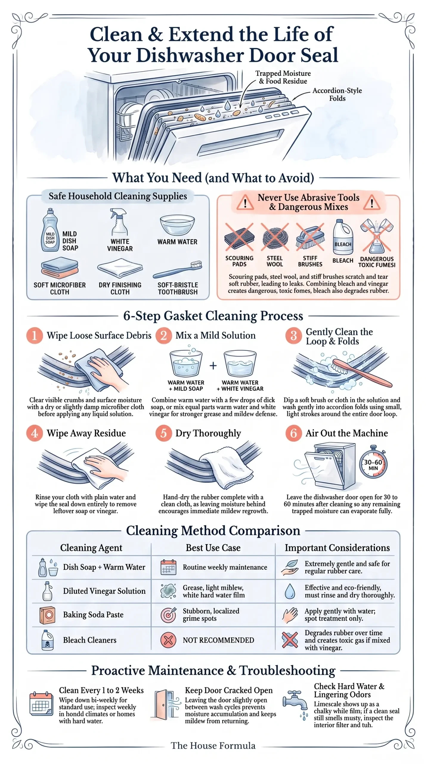 Detail Infographic of Dishwasher Door Seal & Gasket Cleaning
