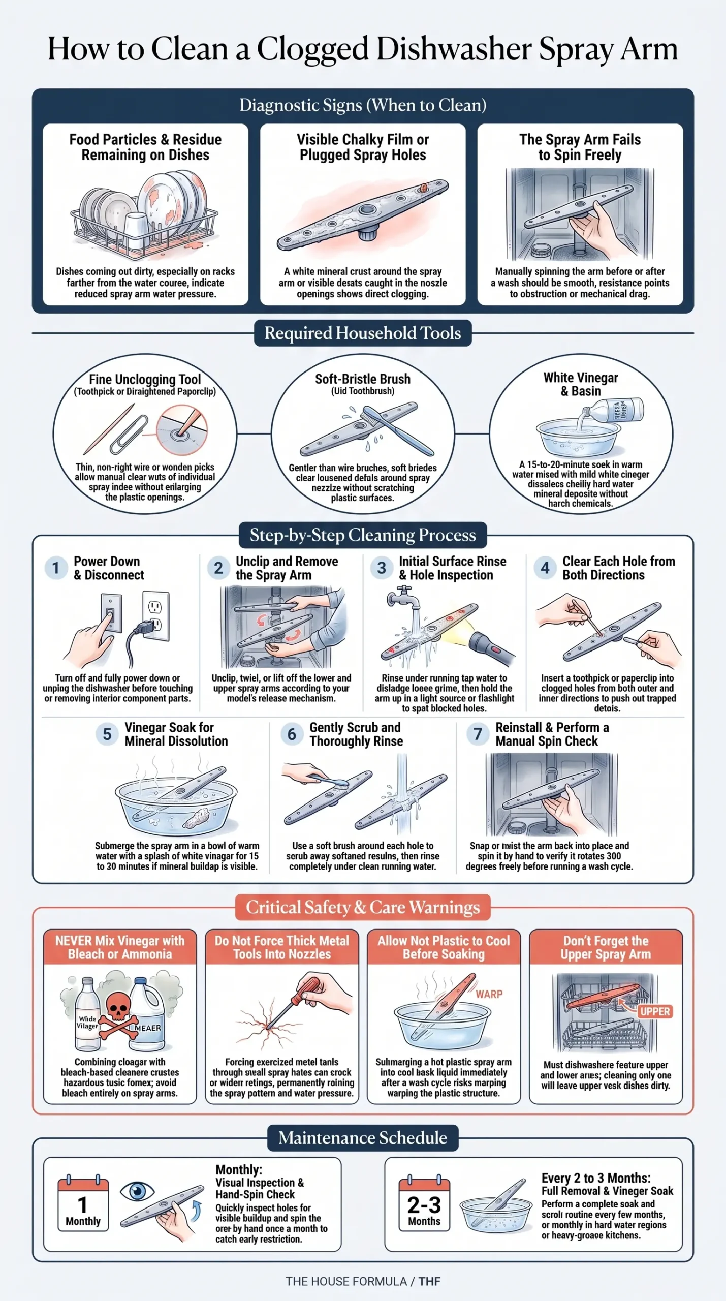 Detail Infographic of Dishwasher Spray Arm Cleaning