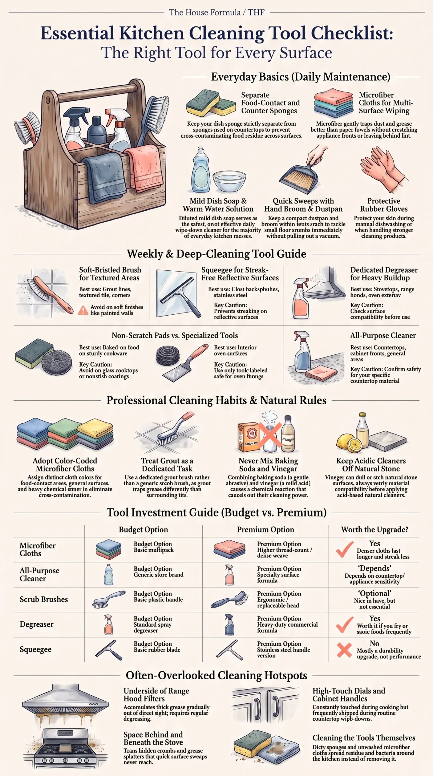 Detail Infographic of Essential Kitchen Cleaning Tool Checklist