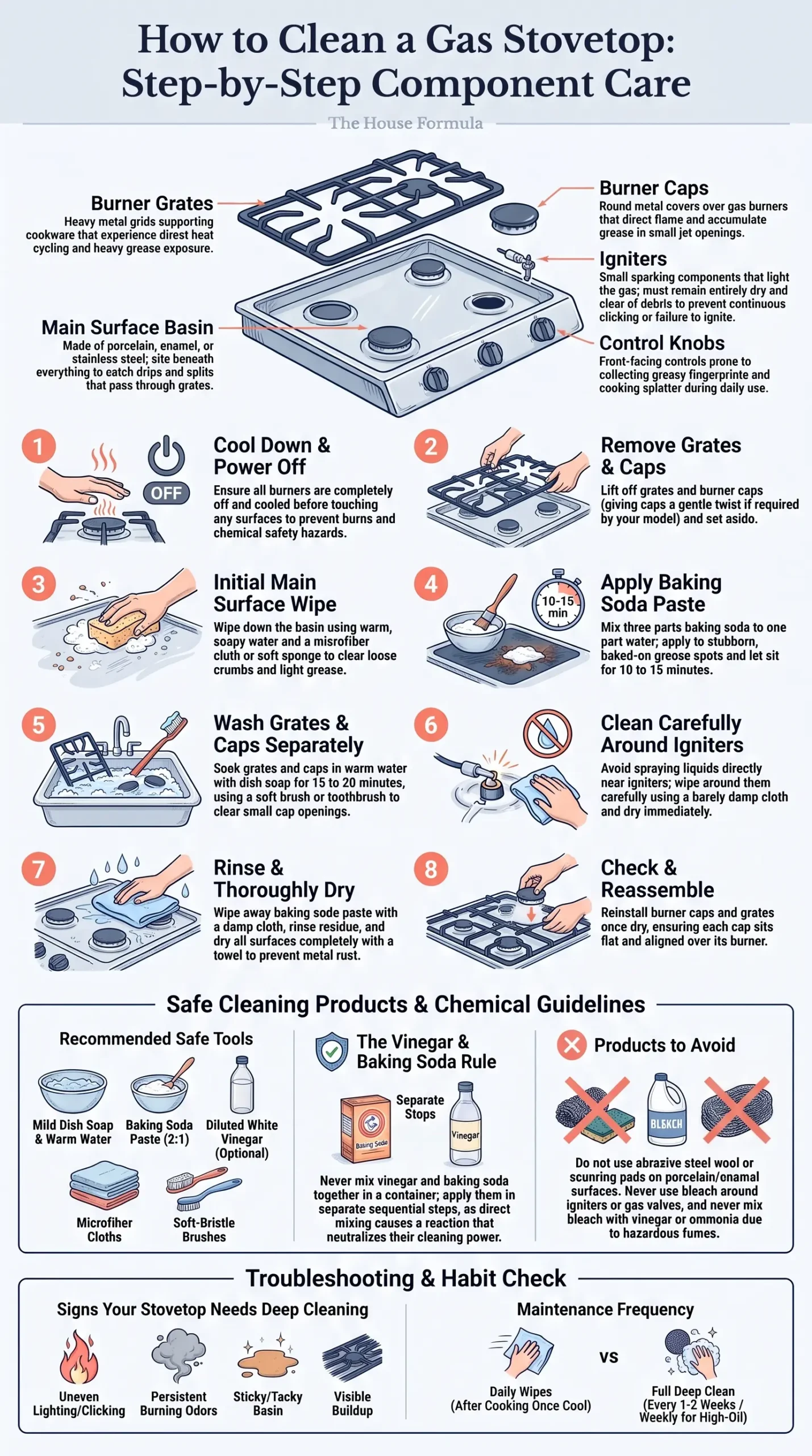 Detail Infographic of Gas Stovetop Cleaning