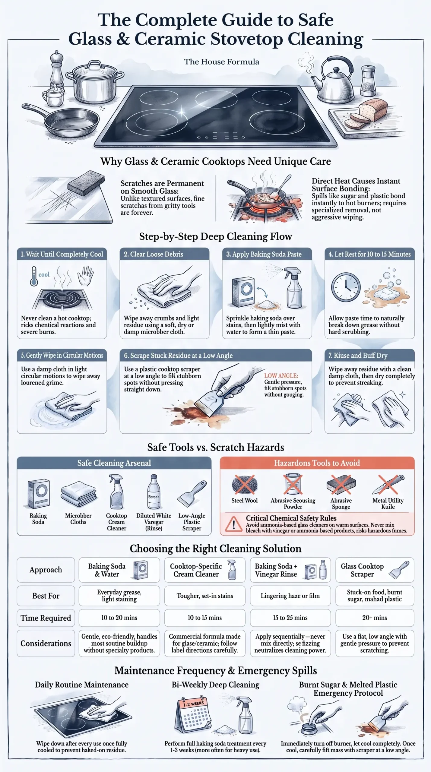 Detail Infographic of Glass & Ceramic Stovetop Cleaning