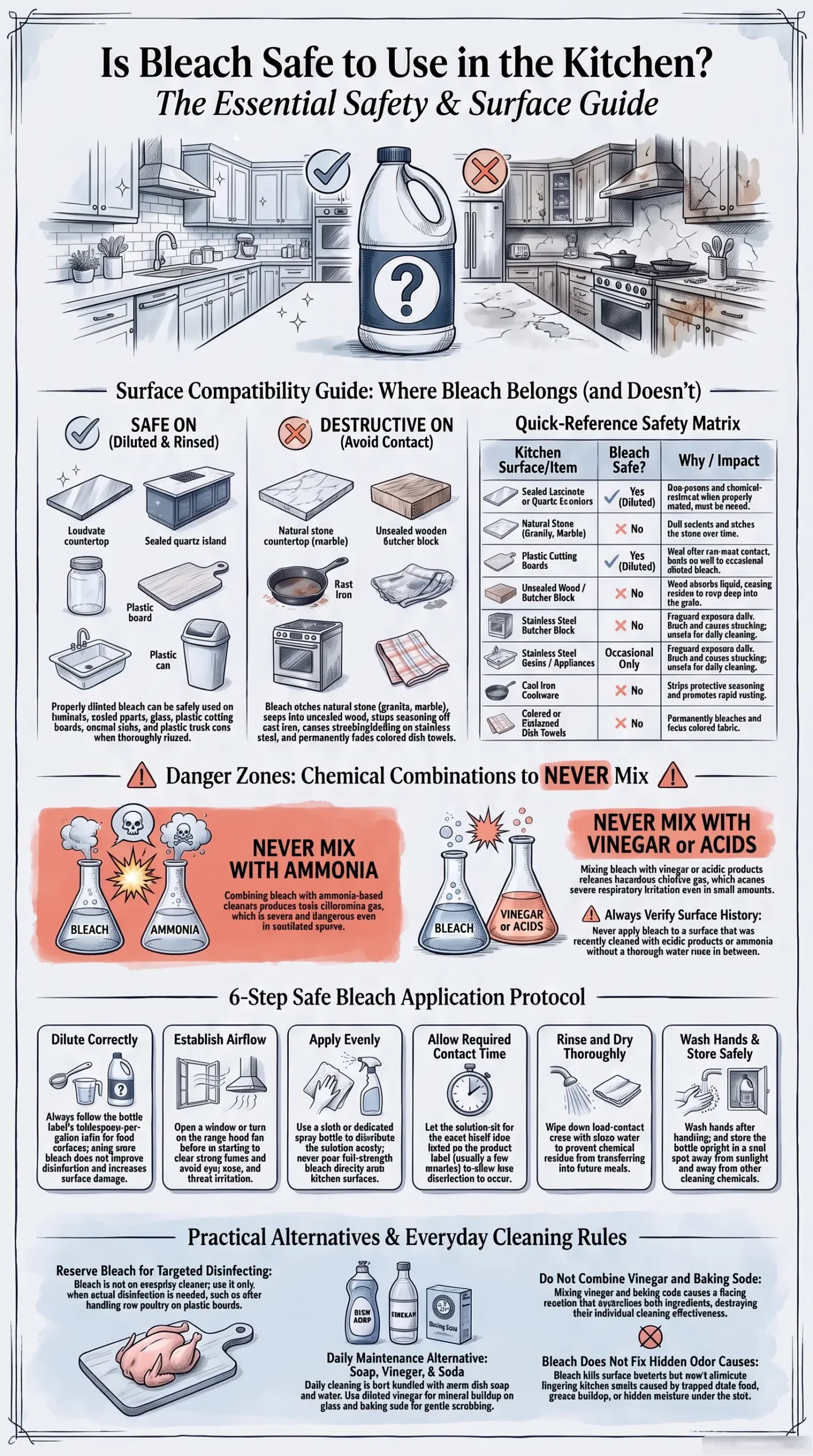 Detail Infographic of Is Bleach Safe to Use in the Kitchen?