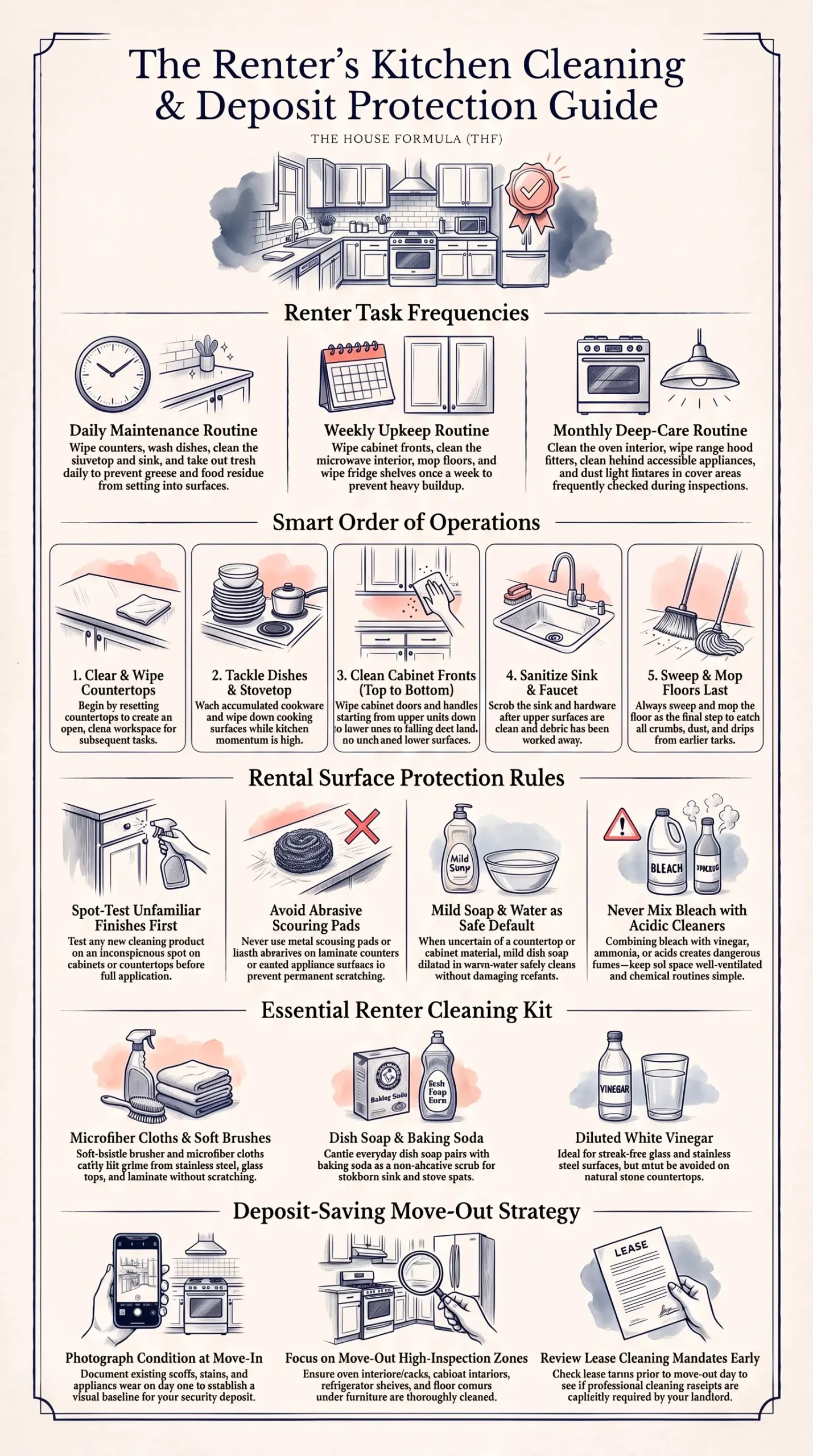 Detail Infographic of Kitchen Cleaning Checklist for Renters