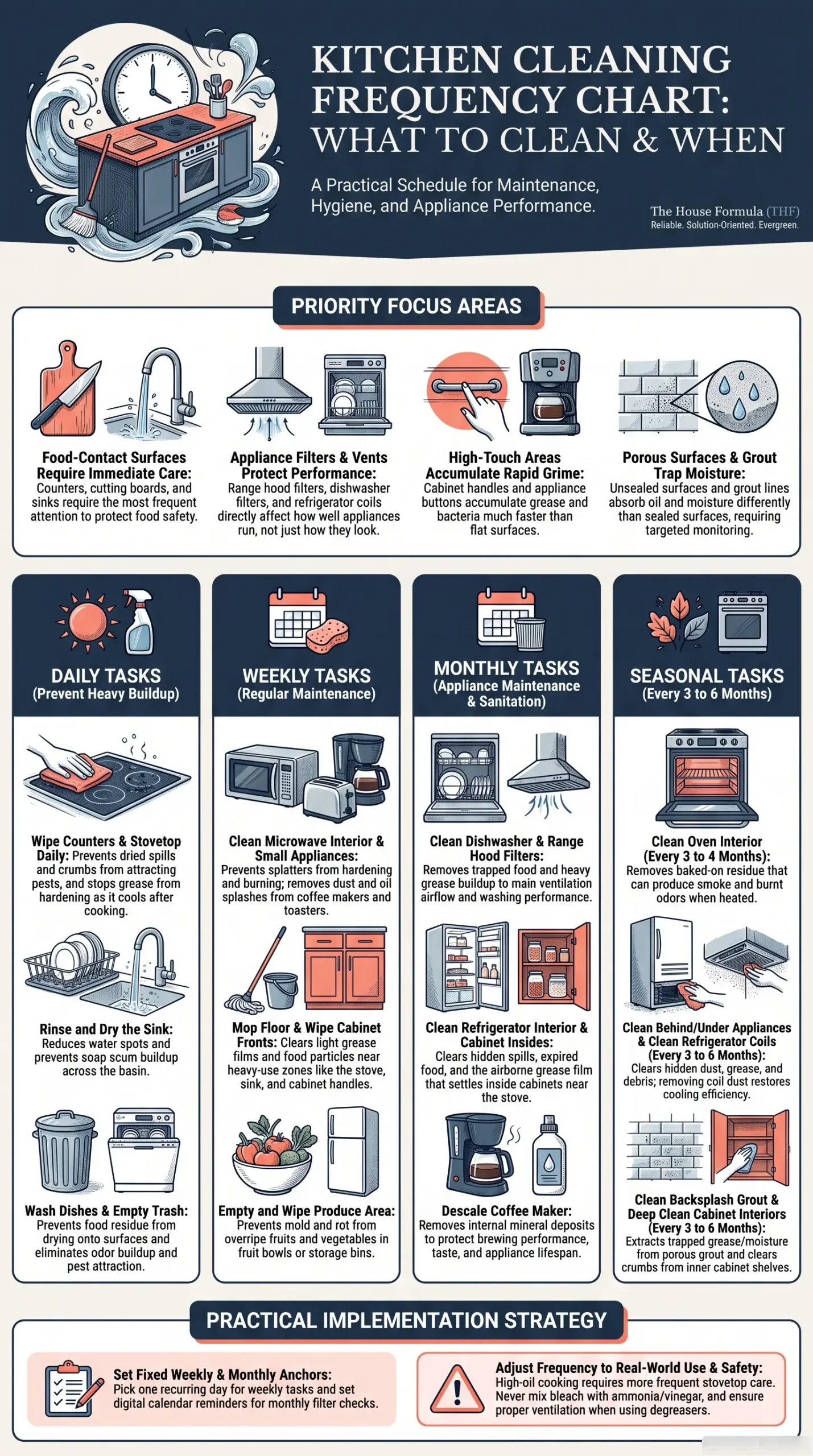 Detail Infographic of Kitchen Cleaning Frequency Chart