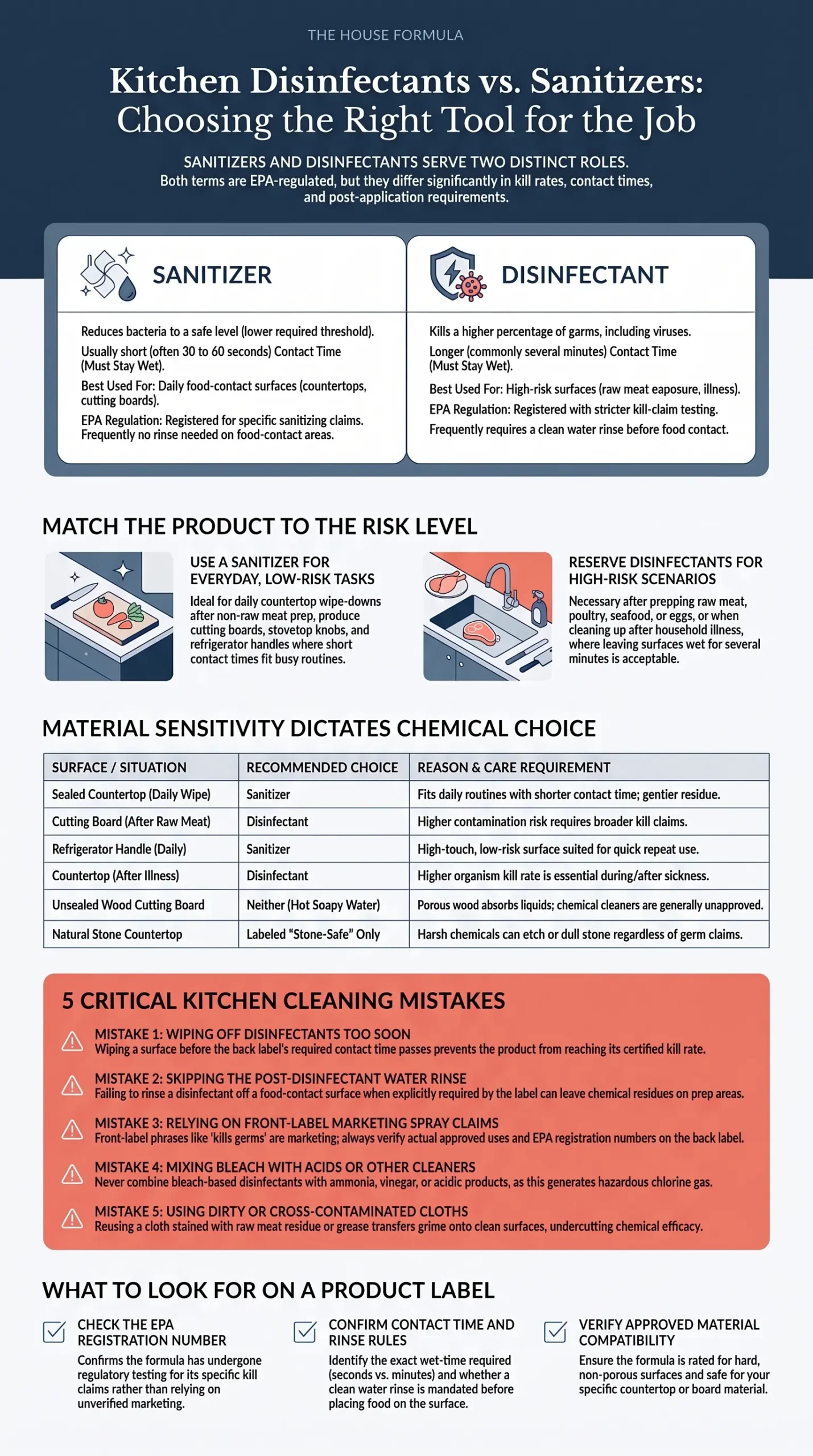 Detail Infographic of Kitchen Disinfectants vs Sanitizers Explained