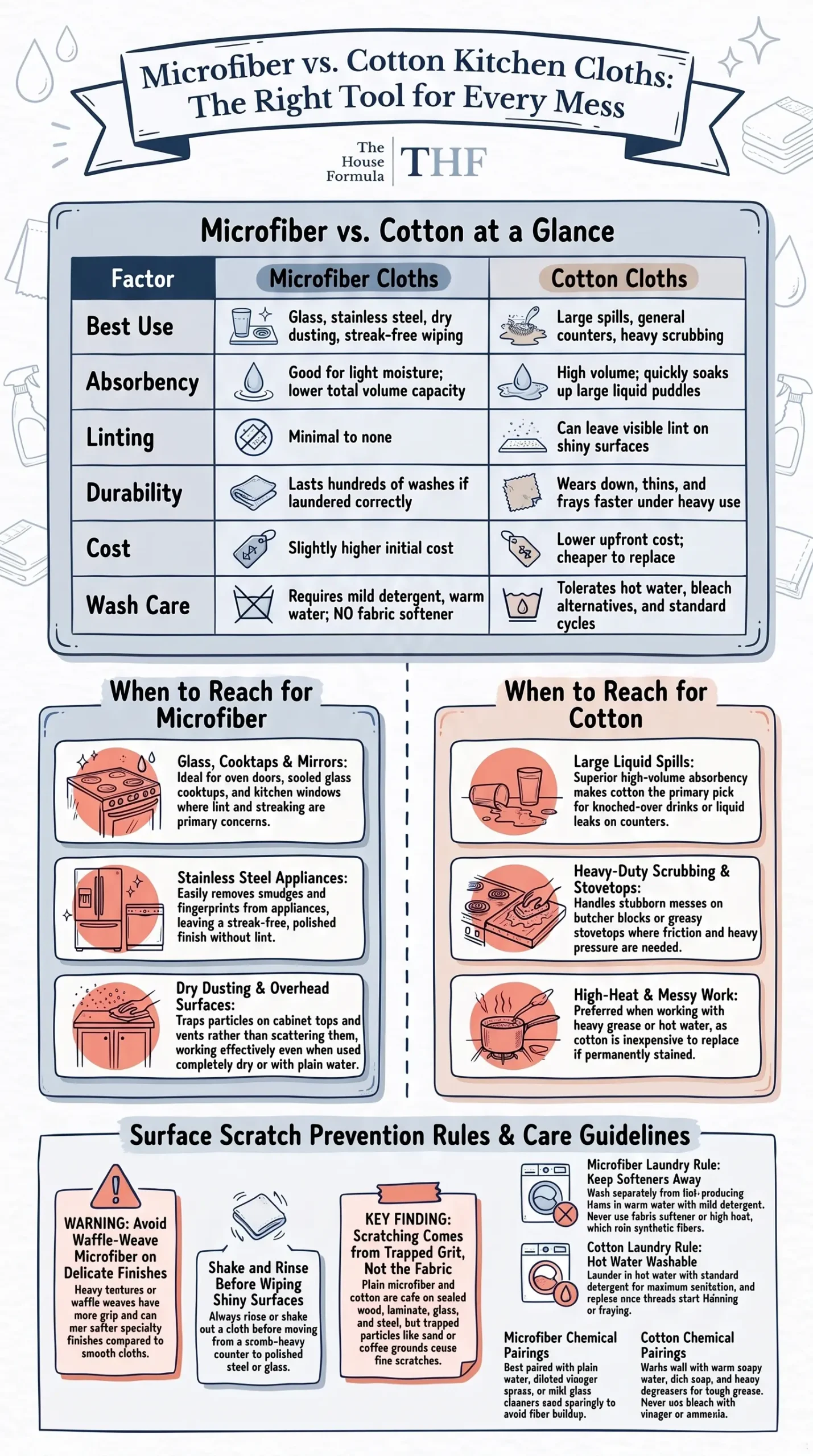 Detail Infographic of Microfiber vs Cotton Cloths for Kitchen Cleaning
