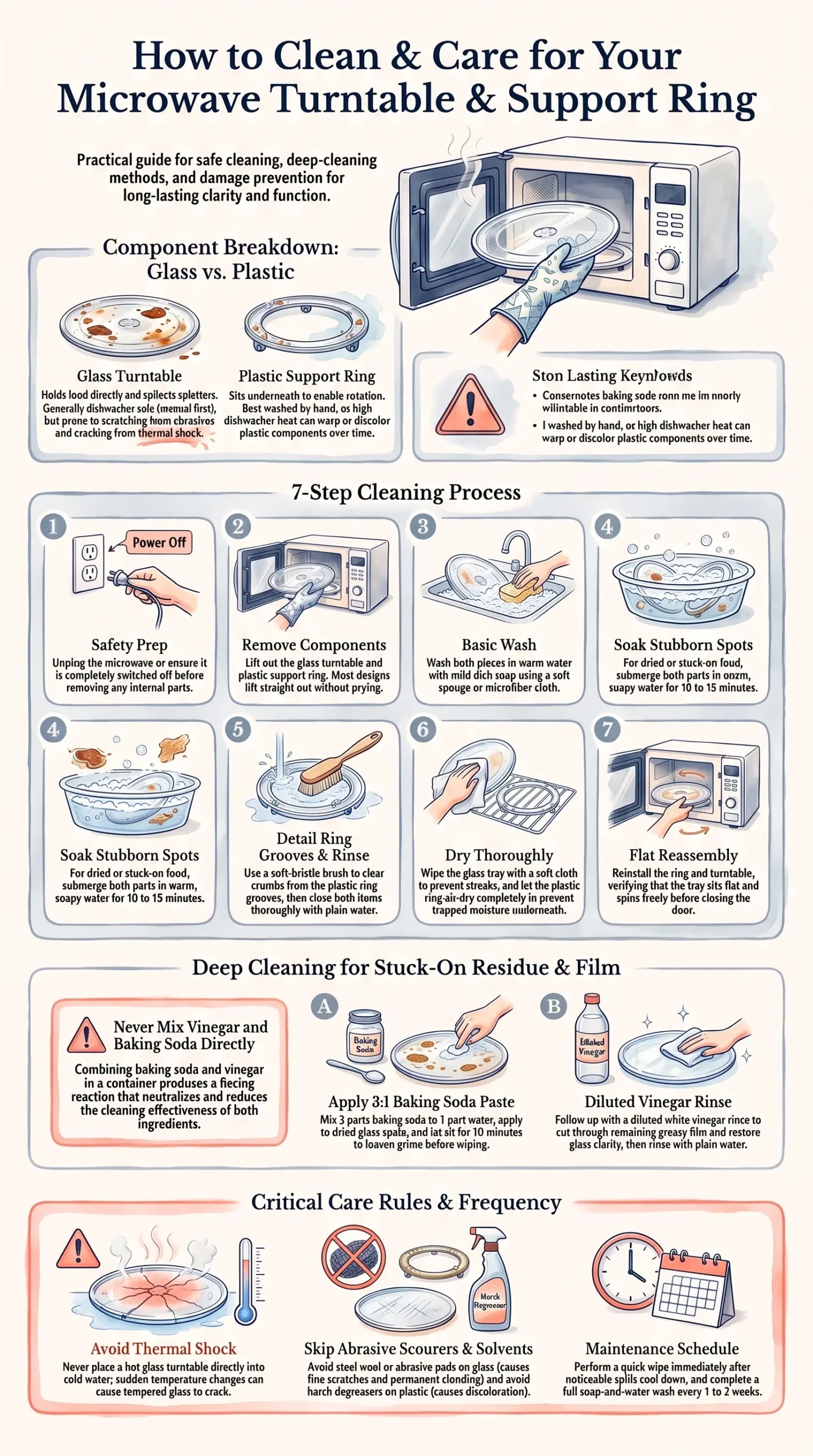Detail Infographic of Microwave Turntable & Tray Cleaning