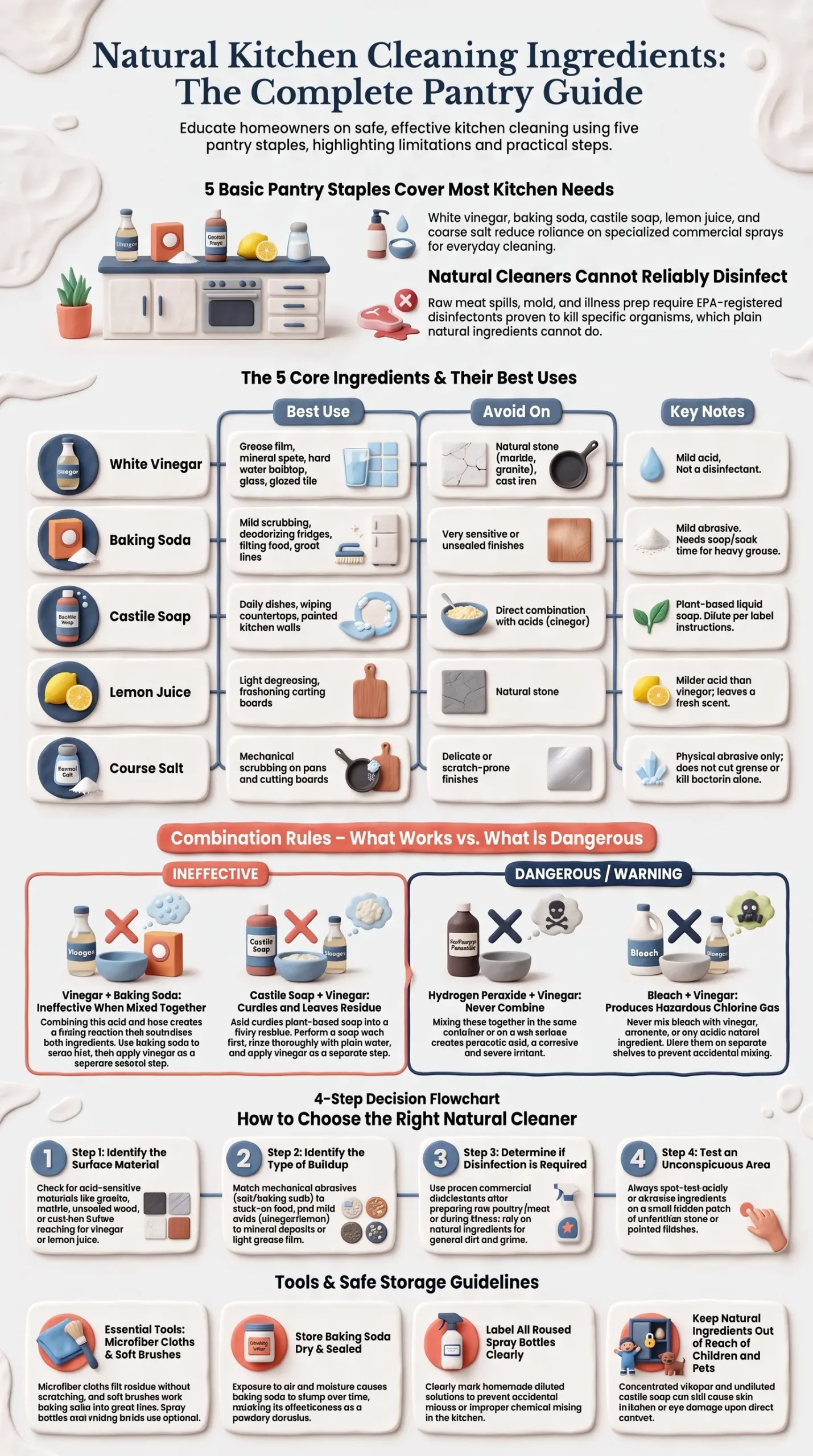 Detail Infographic of Natural Kitchen Cleaning Ingredients