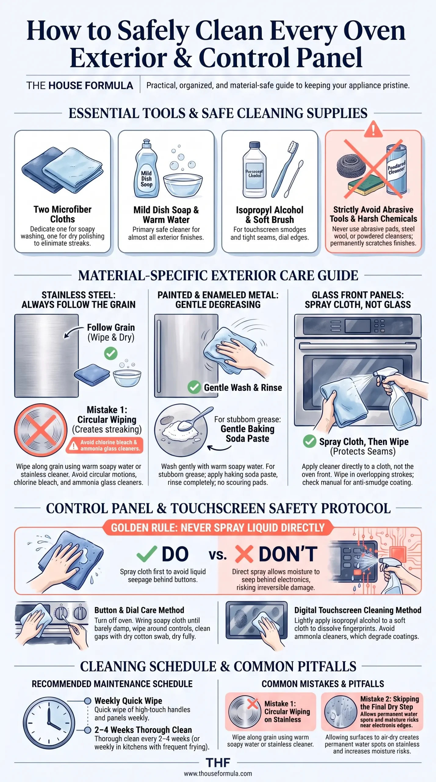 Detail Infographic of Oven Exterior & Control Panel Cleaning