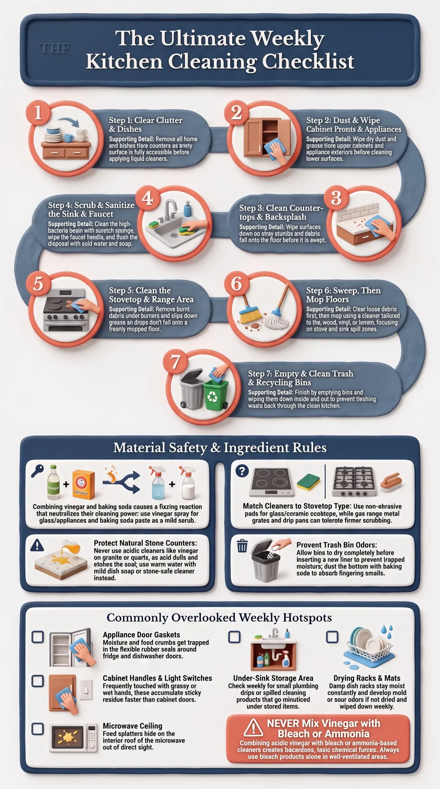 Detail Infographic of Weekly Kitchen Cleaning Checklist