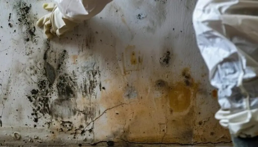 Kitchen area requiring professional help for deep plumbing or mold issues.